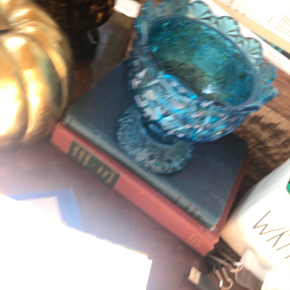 Blue Pedestal Dish - Picture 5 of 6